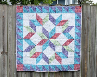 Mosaic Tile Star Quilt for Sale, Patchwork Quilt Gift, Modern Quilt for Hanging, Geometric Star Quilt, Modern Wall Quilt, Homemade Quilt