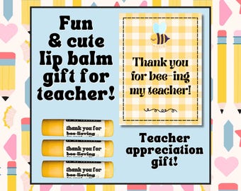Handcrafted Teacher Appreciation Lip Balm – Red Apple Flavor, Bee-Themed Gift