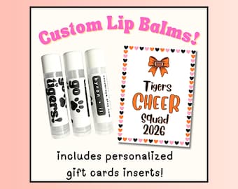 CHEERLEADER LIP BALM | Custom | Team Spirit Gifts | Customized | Personalized | Sports | Beeswax | Team Gifts | Fundraiser | School Colors