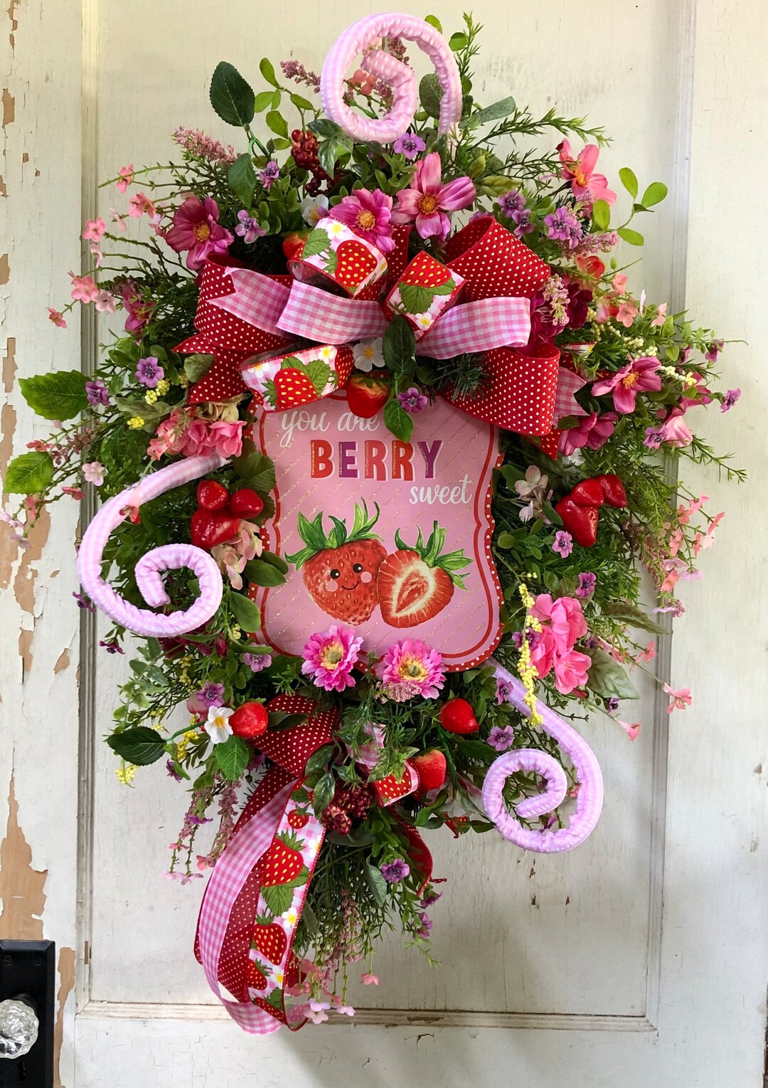 Sweet Summer Strawberry Teardrop Swag Wreath for Your Door or Porch - Etsy