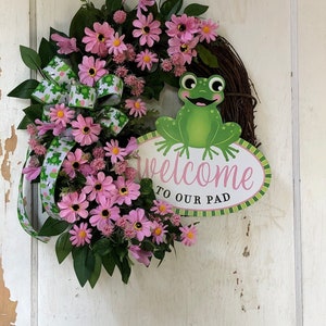 Frog "welcome to Our Pad" Spring Summer Porch Door Entryway Wreath ...