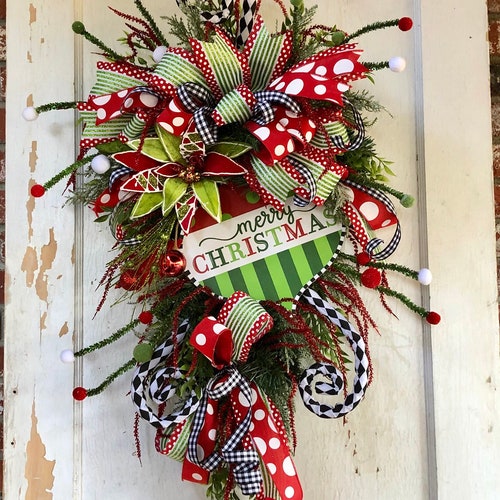 Merry Christmas Wreath for Front Door Holiday Wreath - Etsy