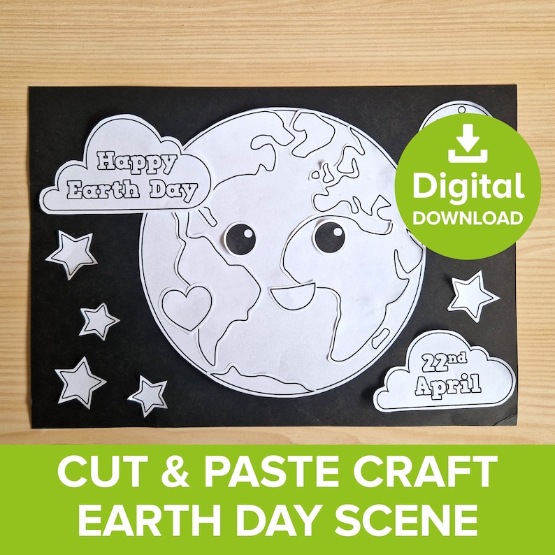 Earth Day Cut &amp; Paste Craft Printable, Build the World Educational Art ...