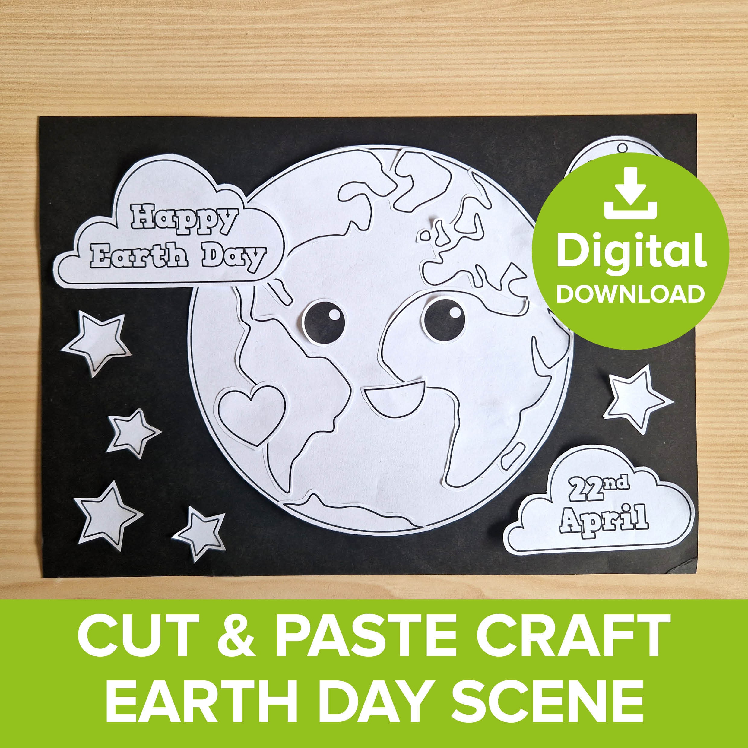 Earth Day Cut &amp; Paste Craft Printable, Build the World Educational Art ...