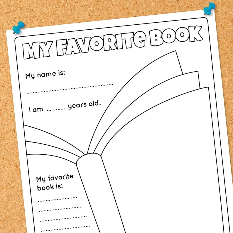 My Favorite Book Worksheet, Kids Drawing Prompt Reading Activity ...