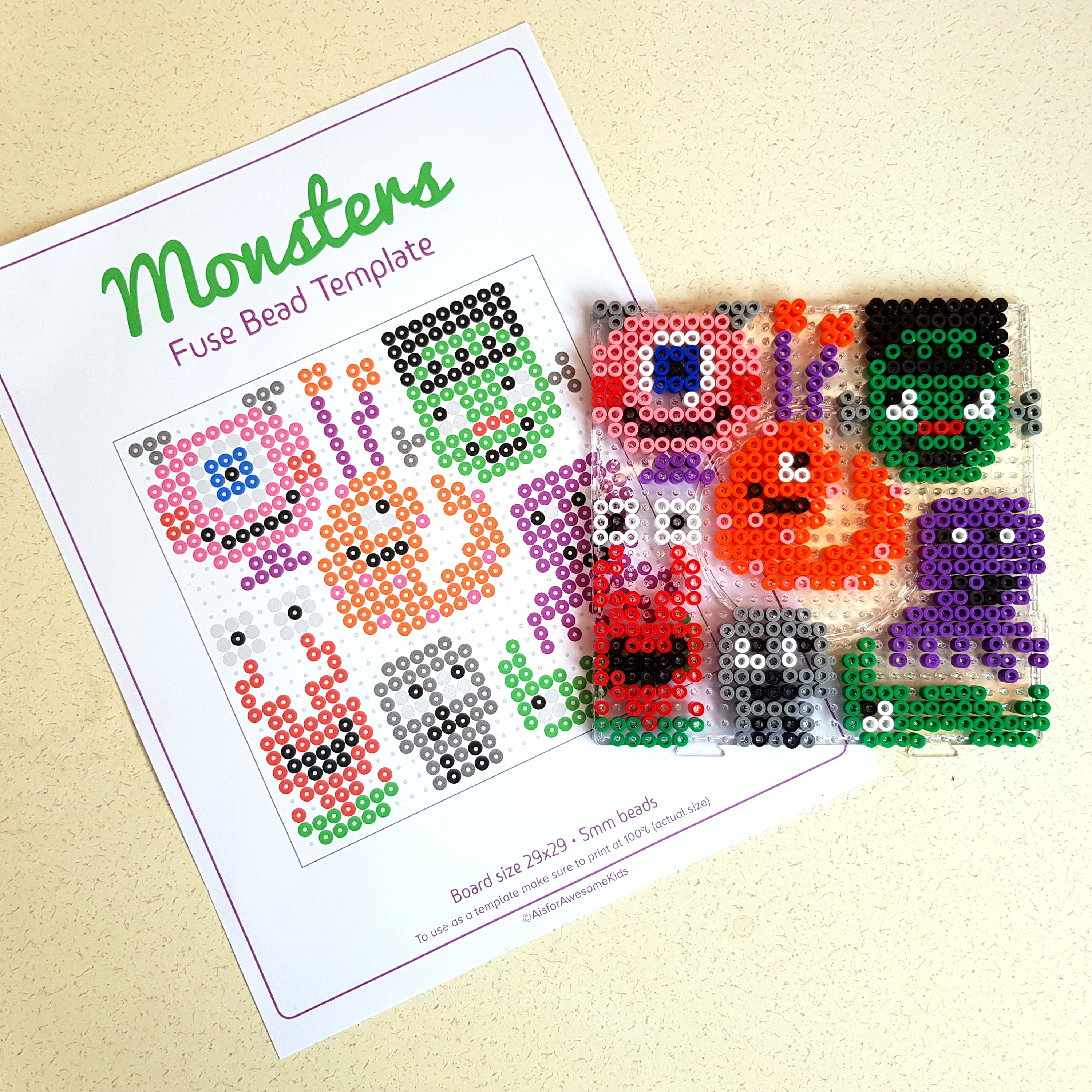 Halloween Monsters Fuse Bead Template Hama Perler Nabbi Beads Etsy