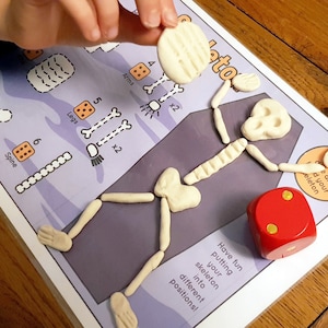 Roll a Skeleton Play Dough Mat Game Kids Halloween Playdough | Etsy