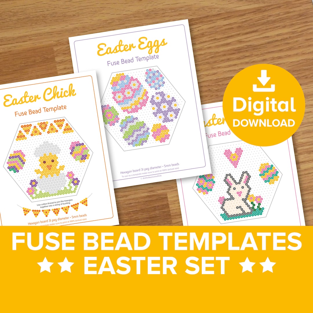 Easter Fuse Bead Templates Bundle, Hama Perler Nabbi Pyssla Beads Craft