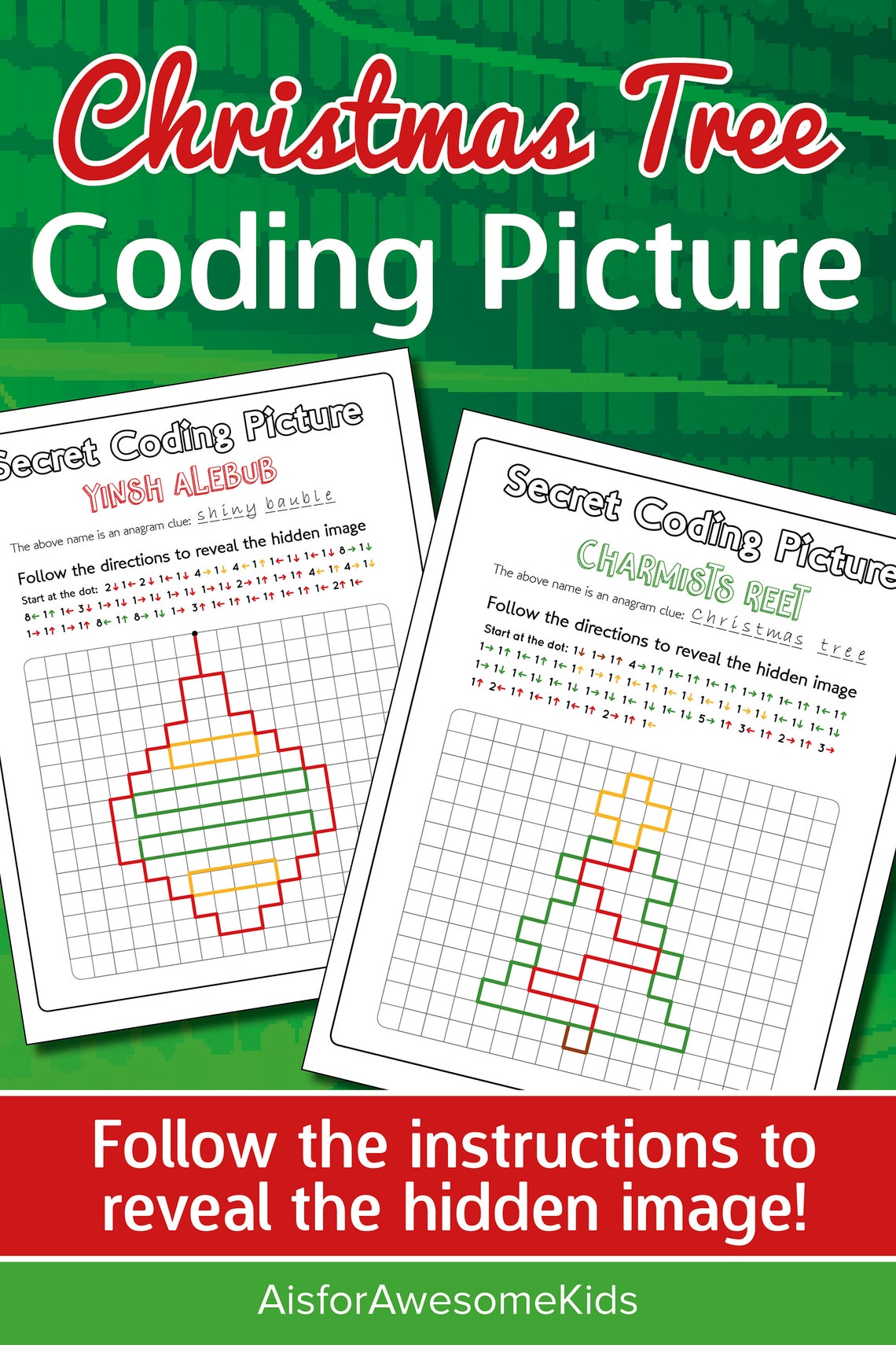 Christmas Coding Worksheet Bundle, Xmas Picture Reveal Challenge ...