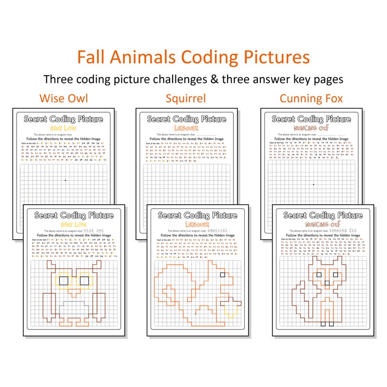 Animal Coding Page Pattern Forest Animals Coding Worksheets, Woodland Creatures Picture Reveal ...