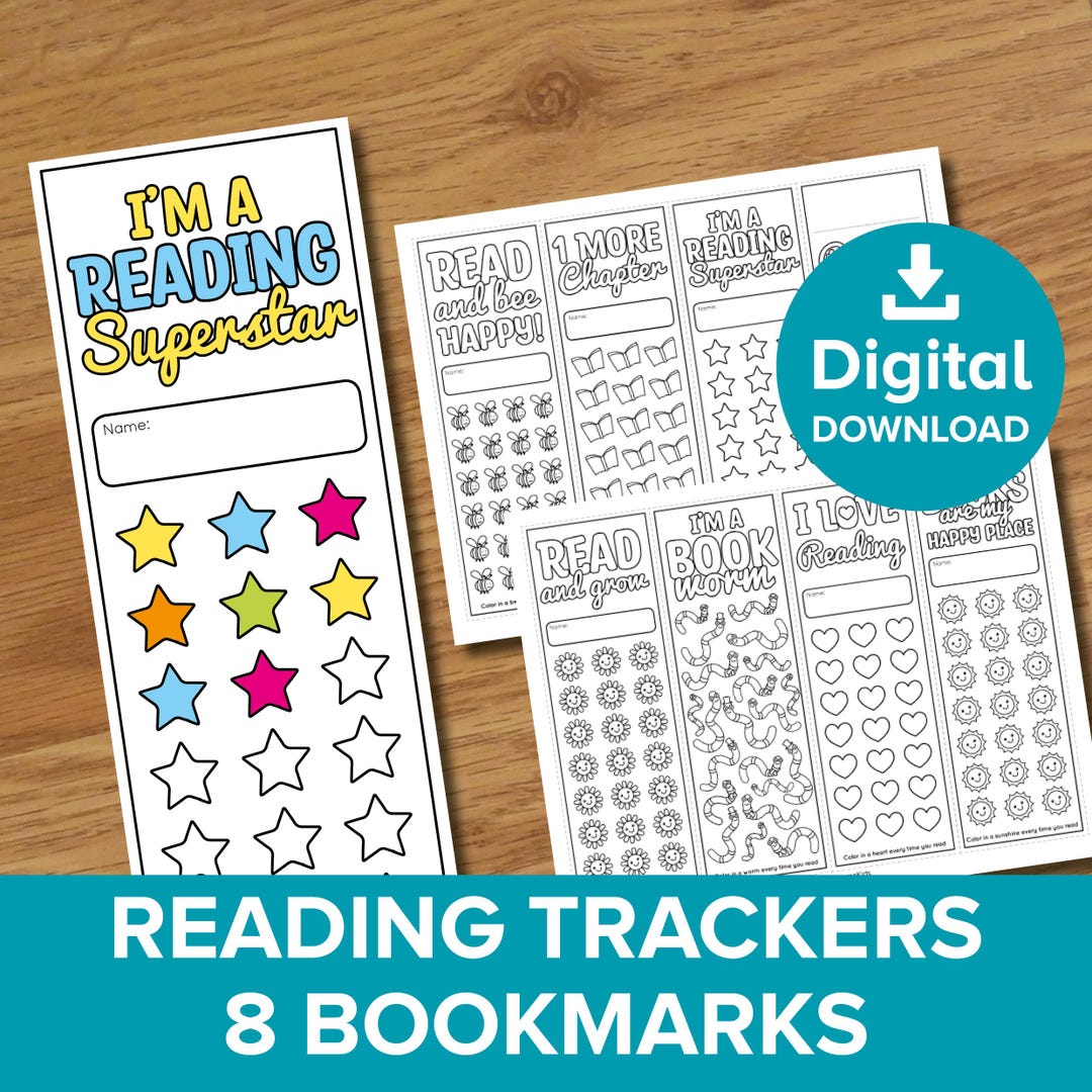 Reading Tracker Bookmarks, Children's Book Challenge Worksheet, Kids ...