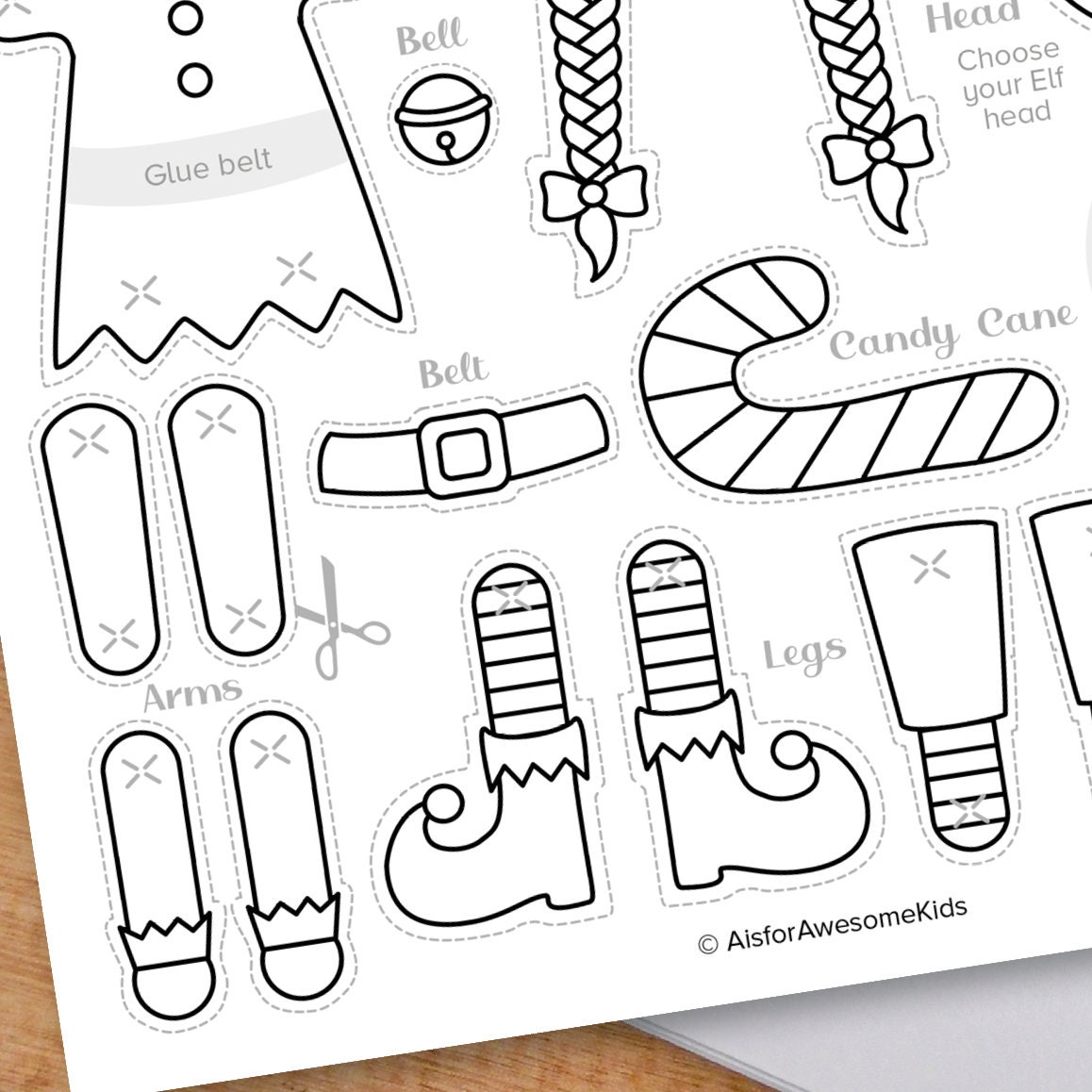 Christmas Elf Split Pin Craft, Cut & Color Xmas Build Kit, Santa's ...