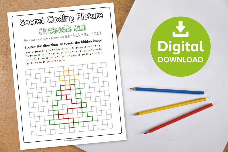 Christmas Coding Worksheets, Xmas Picture Reveal Challenge, Winter ...