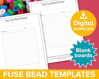 Blank Fuse Bead Template, Design your own Pixel Art, Square & Hexagon Pegboards for Hama Perler, Create Cross Stitch Craft Pattern Printable