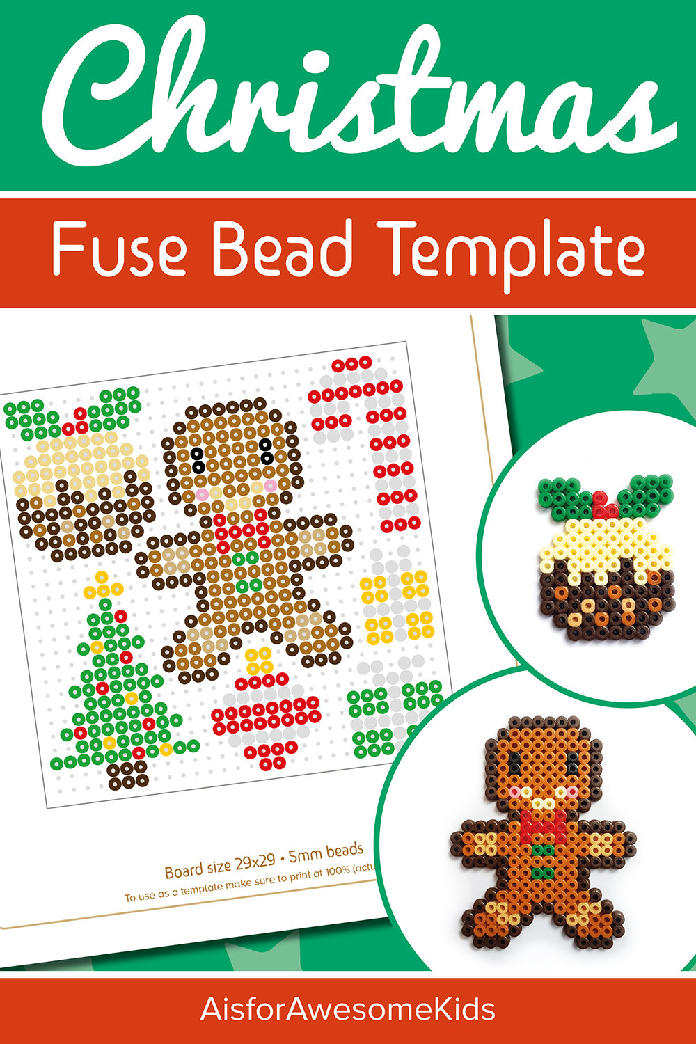 Christmas Fuse Bead Templates, Xmas Tree Decoration Craft Pattern Gift