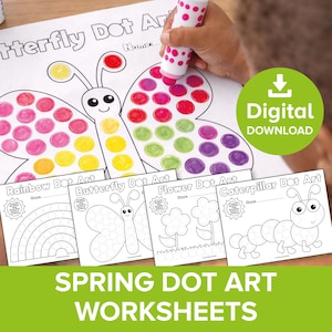 Disegni da colorare primaverili a pois, foglio di lavoro per il giardino estivo, disegno arcobaleno con penna a punta, lavoretto con pompon a tema insetti da giardino, attività con adesivi di piccoli animali