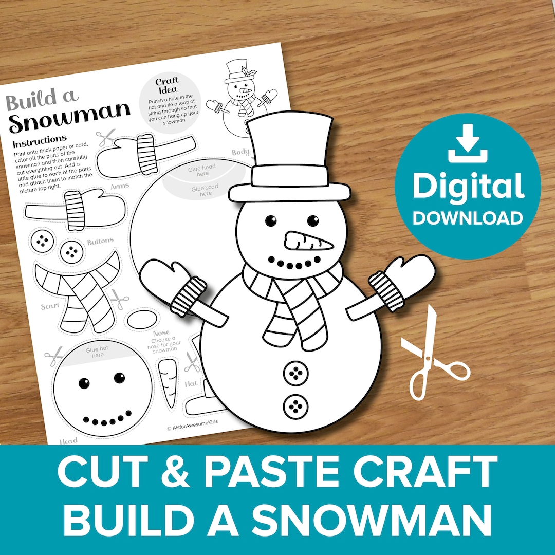 Snowman Cut Paste Craft Christmas Color And Build Kit Paper Doll snowman-cut-paste-craft-christmas-color-and-build-kit-paper-doll