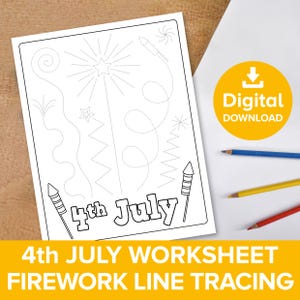 Feuerwerk Arbeitsblatt zur Verfolgung der Linien, Chinesisches Neujahrsfest, 4. Juli Party 2026 Bleistiftkontrolle, Druckbare Kunst zum Vorschreiben