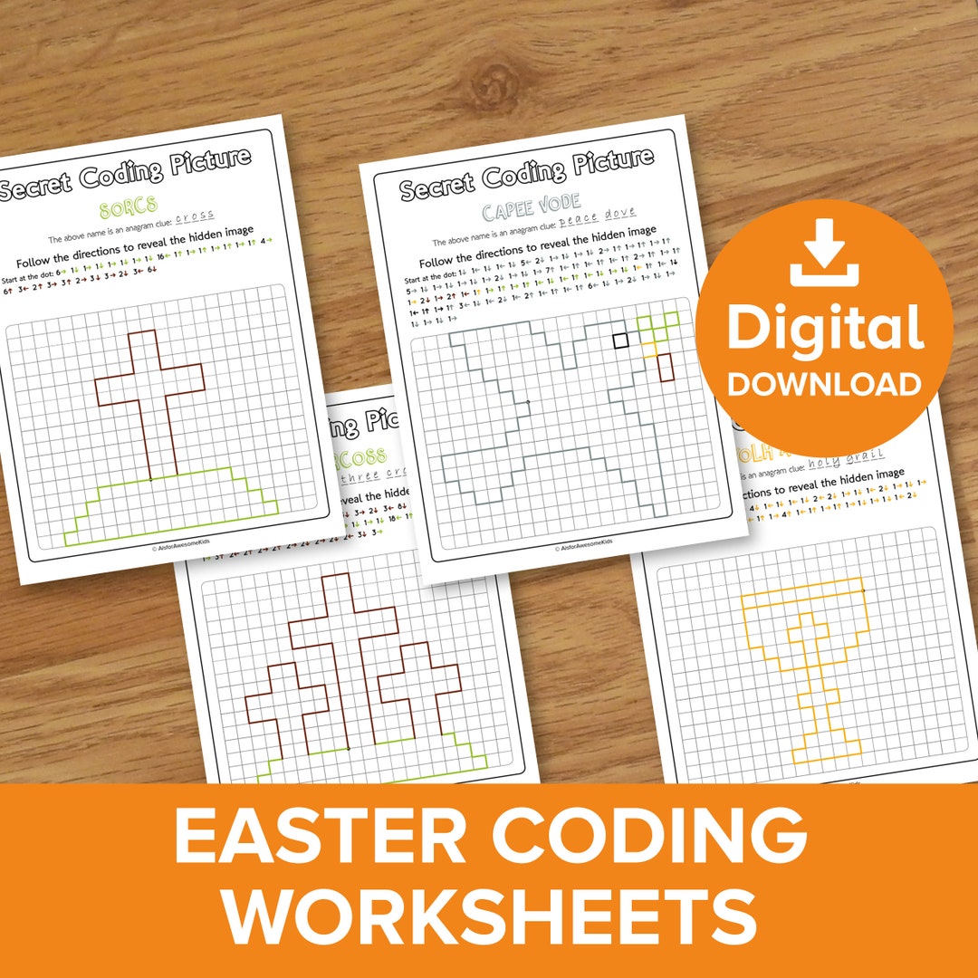 Easter Coding Worksheets, Christian Cross Religious Picture Reveal ...
