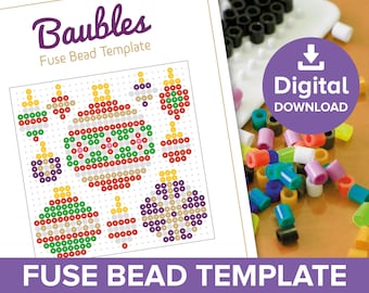Weihnachtskugeln Fuse Bead Template, Weihnachtsbaum Dekoration Handwerk Muster, Hama Perler Nabbi Pyssla Beads Geschenk, Ornament Tutorial Printable