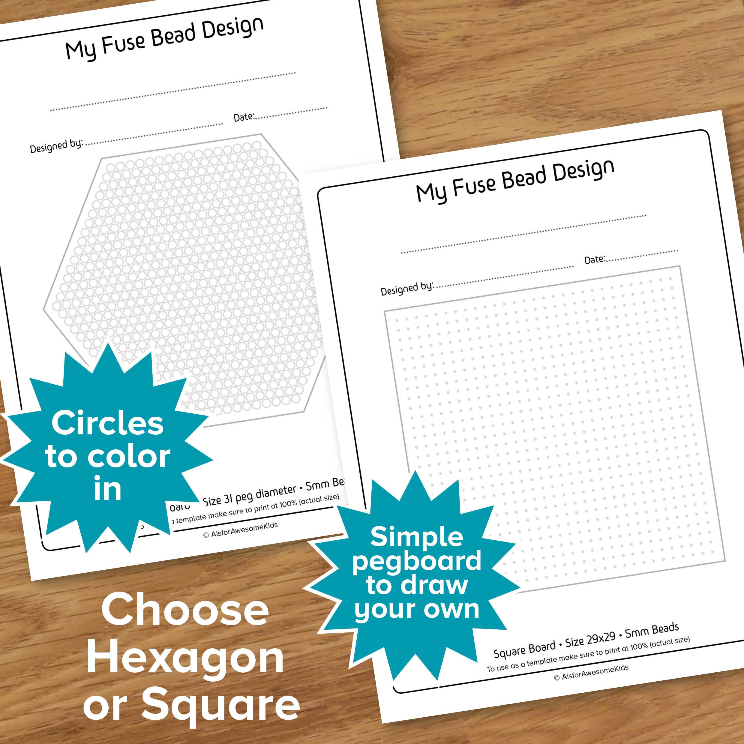 Blank Fuse Bead Template, Design Your Own Pixel Art, Square &amp; Hexagon ...