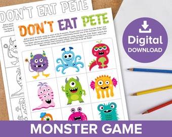Monster 'Don't Eat Pete' Halloween Party Game, Design & Play Spooky Candy Challenge, Alien Creatures Coloring Page Ghouls Activity Printable