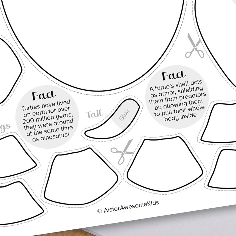 Turtle Cut & Paste Craft Printable, Spring Color and Build Art Kit ...