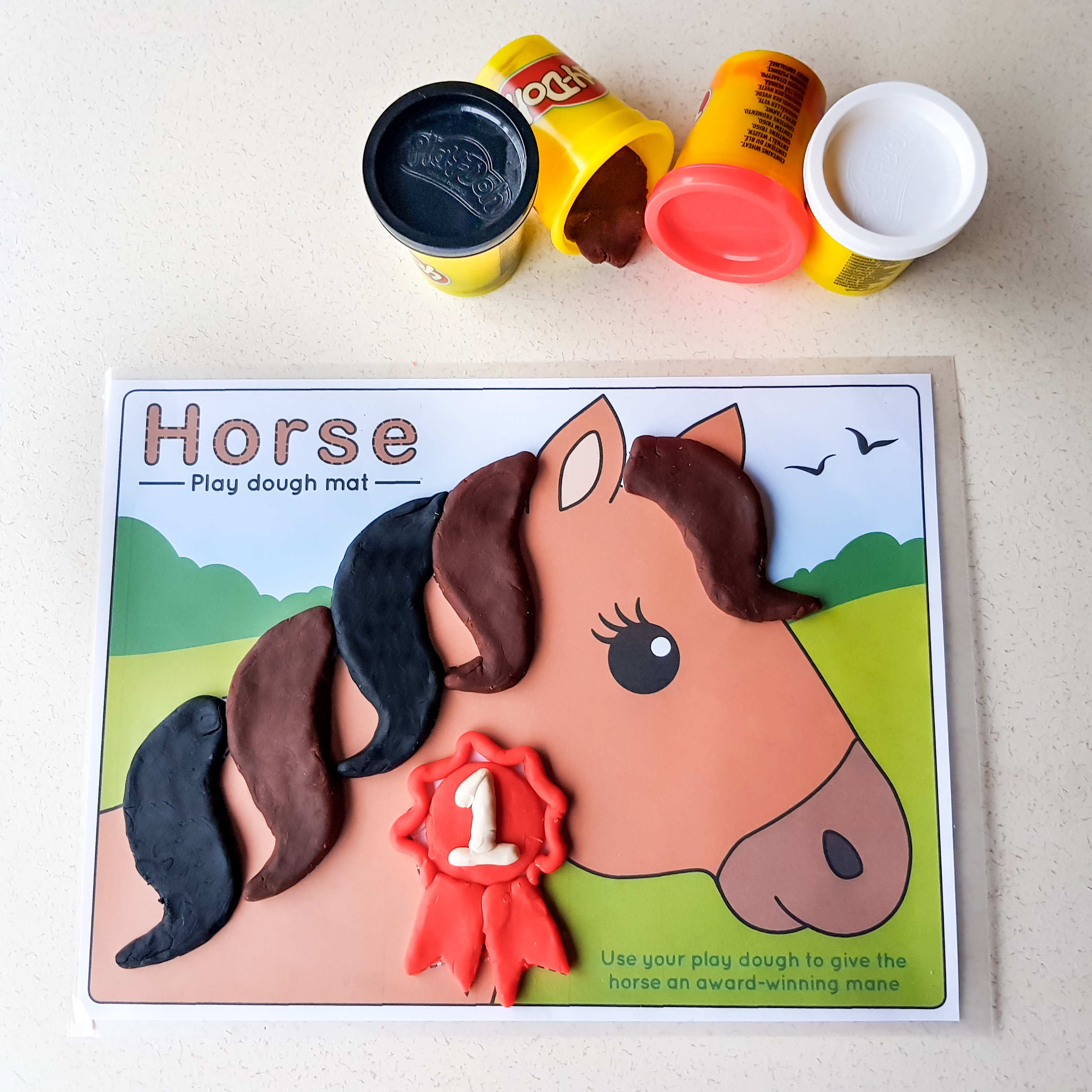 Horse Mane Play Dough Mat, Kids Equestrian Winner Playdough, Childrens