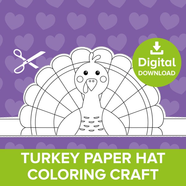 Thanksgiving Paper Hat Craft, Turkey Crown Coloring, Give Thanks Celebration Party Bag, Pilgrim Dress-up Role Play Color Printable Activity