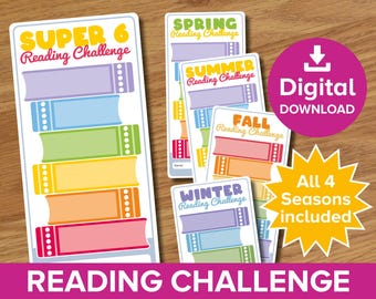 Reading Challenge Bookmark Tracker, Kids 6 Book Summer Activity Log, 2026 Read Journal Reward Chart, Spring Break Book Plate Printable Chart