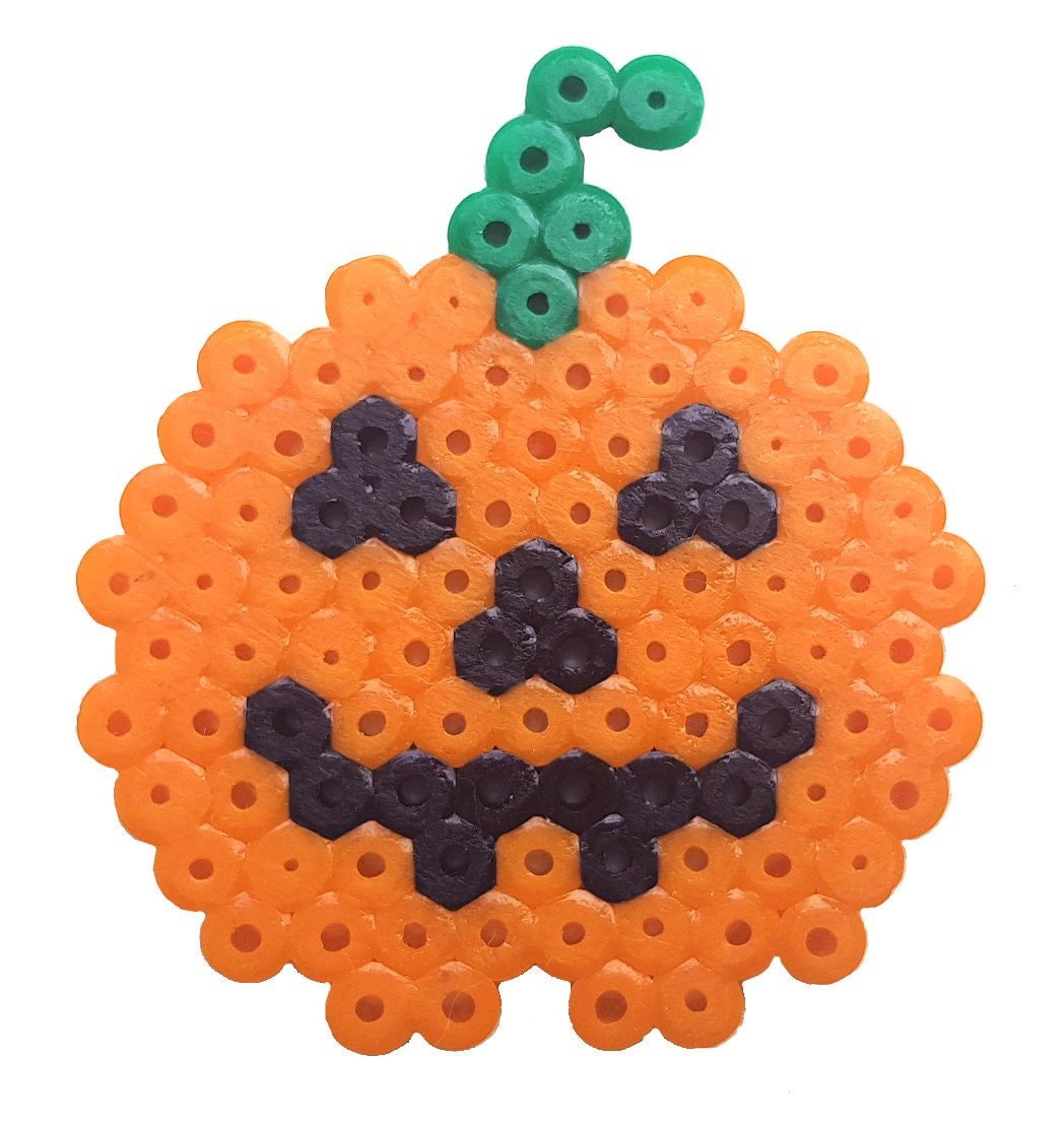 Pumpkin Fuse Bead Pegboard Perler Halloween Fall 4 x 3 ABCraft