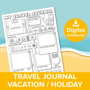 Travel Journal for Kids, Summer Vacation Diary Log, Family Holiday Adventure Planner, Camping Trip Drawing Prompt Scrapbook Memory Printable