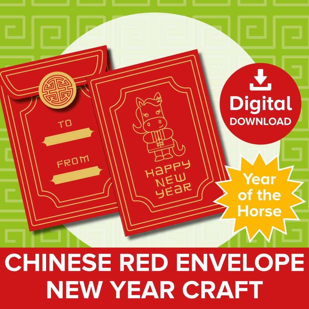 Chinese Red Envelope Craft Printable, Hóngbāo Lucky Money Lunar New ...