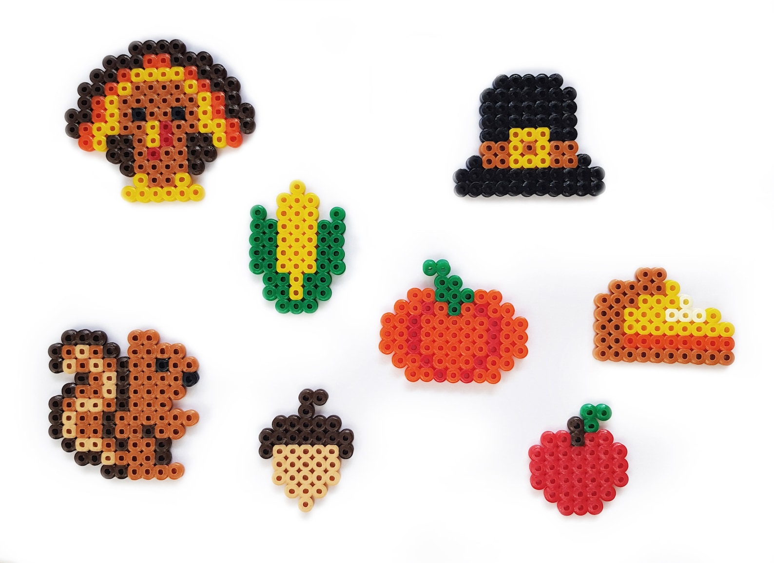 Thanksgiving Fuse Bead Template, Hama Perler Nabbi Beads Turkey Craft
