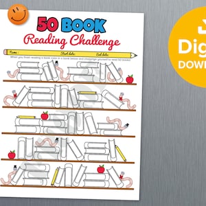 Reading Challenge Tracker, Children's Bookshelf Worksheet, Kids ...