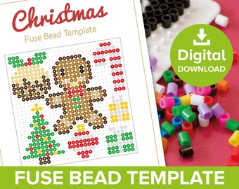 Weihnachten Fuse Bead Template, Hama Perler Nabbi Beads Lebkuchenmann Handwerk Muster Geschenk, Weihnachtsbaum Candy Paste Anleitung zum Ausdrucken