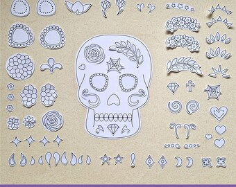 Carino teschio di zucchero messicano disegnato a mano – Disegni da Carino teschio di zucchero messicano disegnato a mano – Disegni da