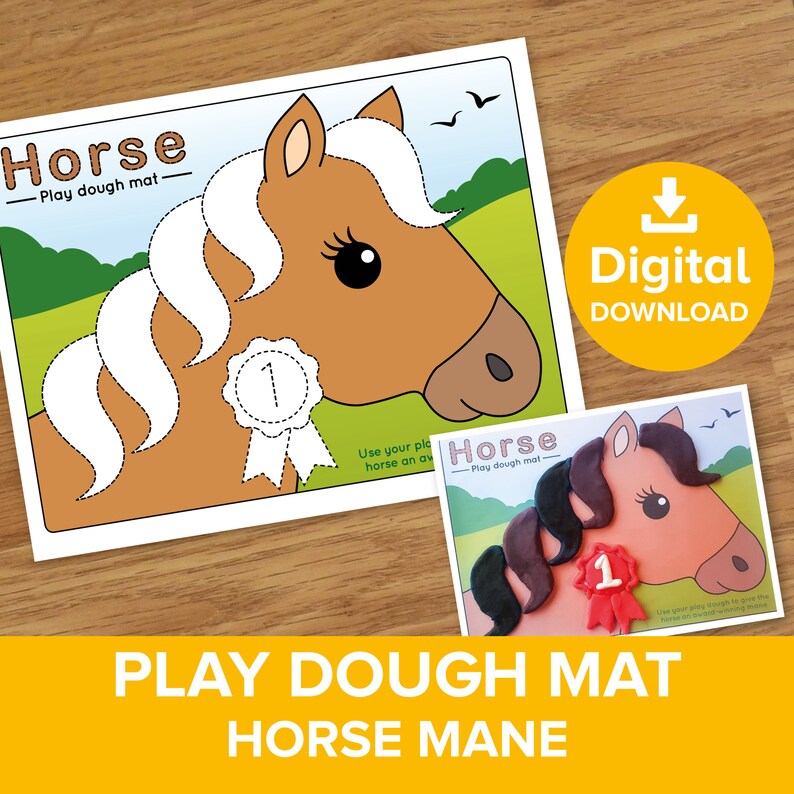 Horse Mane Play Dough Mat Kids Equestrian Winner Playdough Etsy