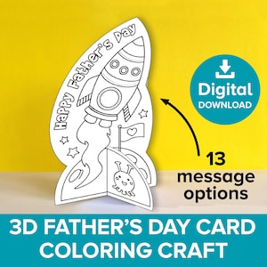 3Dロケットカードクラフト、子供向け父の日宇宙塗り絵ギフト、切り抜きバレンタイン宇宙船モデル、誕生日グリーティングカード印刷アクティビティ