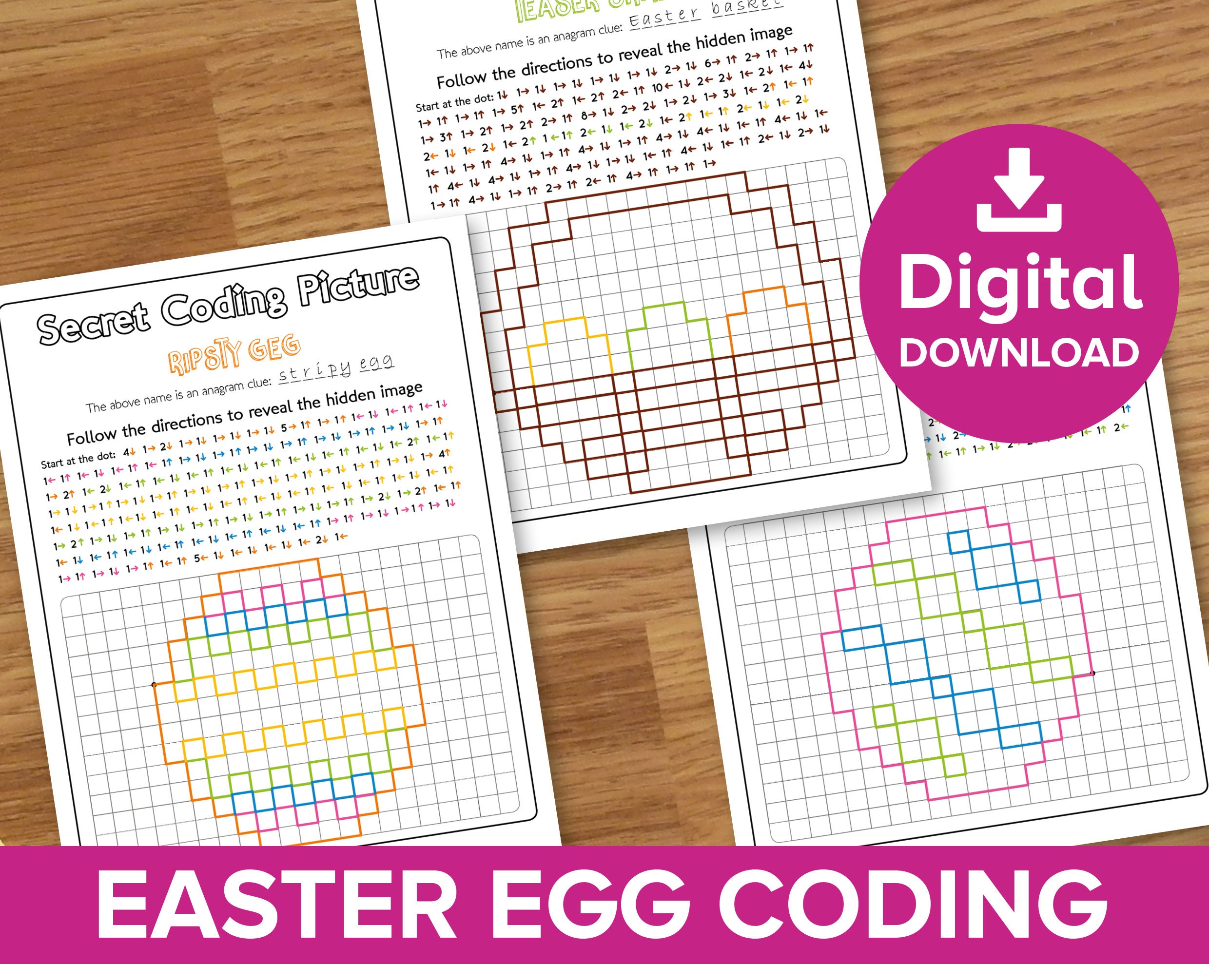 Easter Coding Worksheets Egg Basket Picture Reveal Pixel Art -  Finland