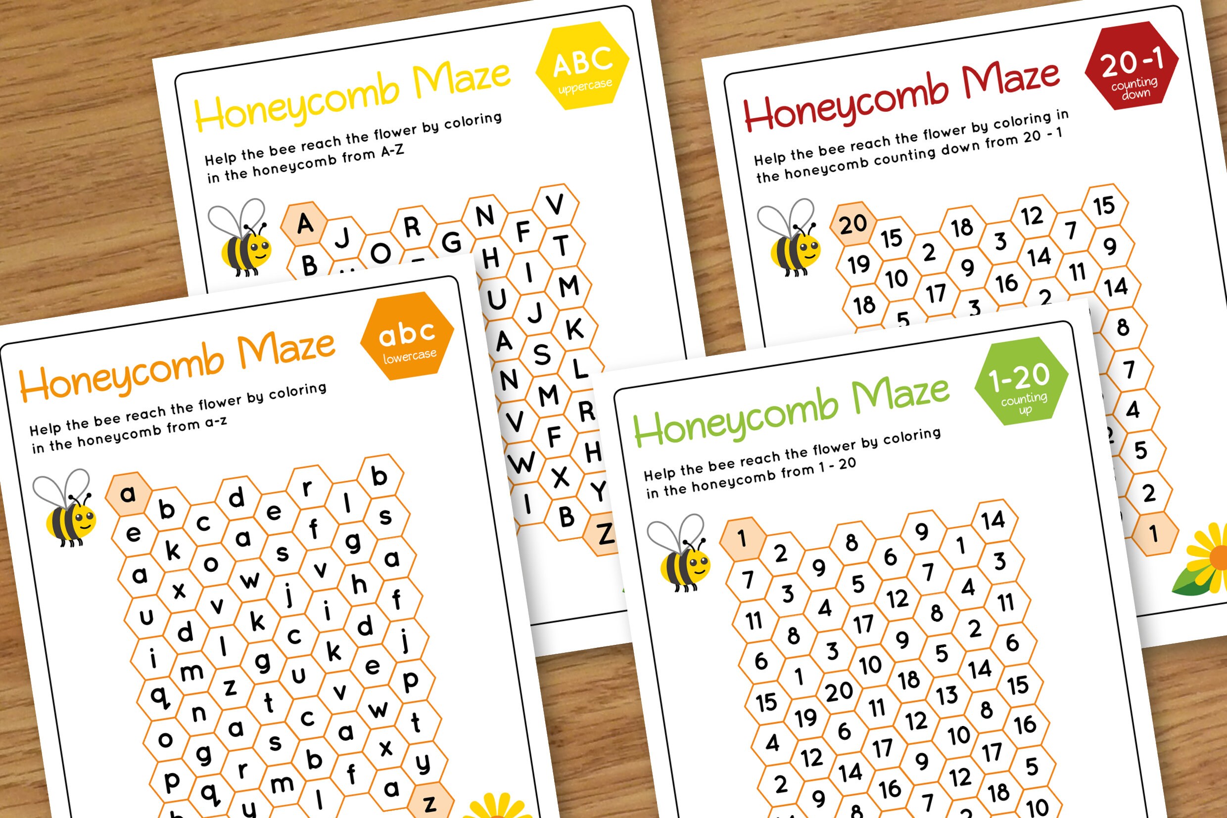 ABC Maze Challenge Worksheets, Math Activity Pack, Children Homeschool ...
