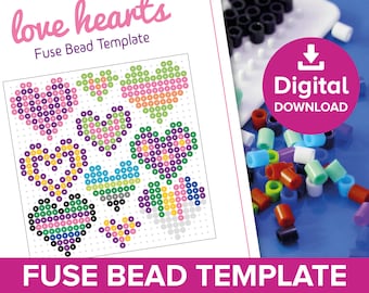 Love Heart Fuse Bead Template, Valentine's Best Friend BFF Love