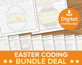 Easter Coding Worksheets, Spring Animals Picture Reveal, Pixel Art Image Decode, Egg Secret Code Homeschool, Christian Printable Activities