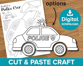 Printable Police Car Craft | Transportation Craft | Build a Police Car ...