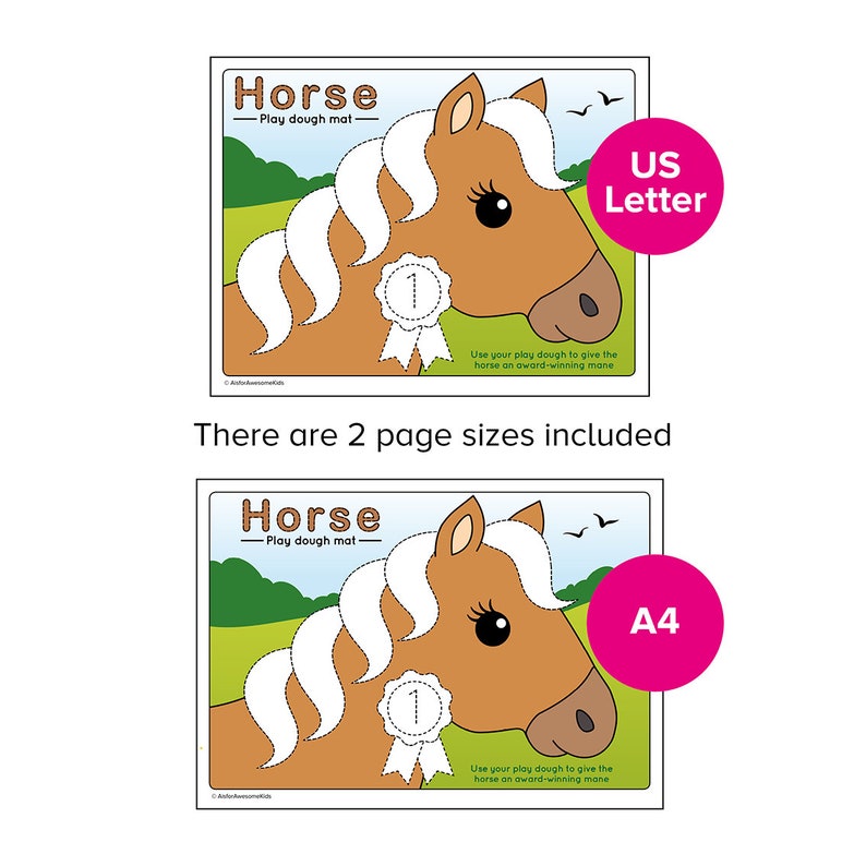 Horse Mane Play Dough Mat, Kids Equestrian Winner Playdough, Childrens