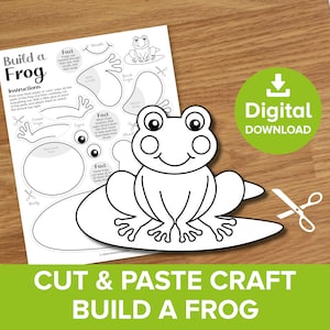Bauen Sie einen Frosch Cut & Paste Craft Printable, Frühling Tier Färbung Kunst, Halloween Hexen Kröte Modell, Fluss Wasser Sommer Teich Lebenskreatur