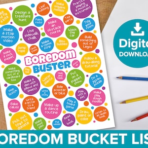 Langeweile Buster Sommer Bucket List, Kinder Schulpause Aktivitätsplaner, Ich bin gelangweilt Aktivitäten Tick Chart, Spielzeit Ideen Vorlagen Printable