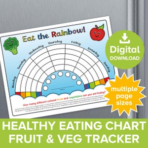 Eat the Rainbow beloningskaart gezond eten voor kinderen, kinderen volgen groenten en fruit, leuke uitdaging dagboekplanner gezonde voeding afdrukbaar