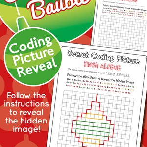 Christmas Coding Worksheets, Xmas Picture Reveal Challenge, Winter ...