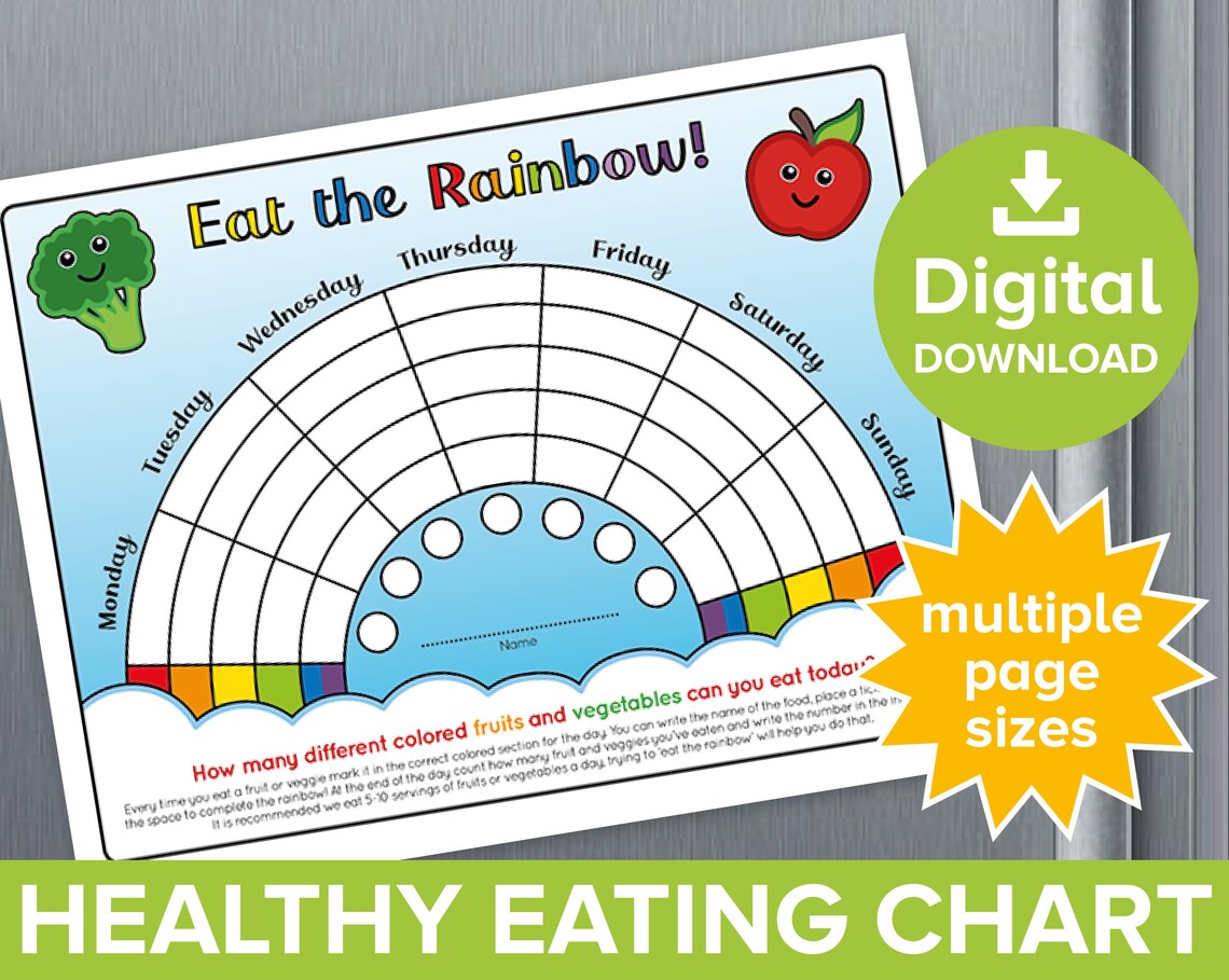 Eat the Rainbow Childrens Healthy Eating Reward Chart Kids - Etsy UK